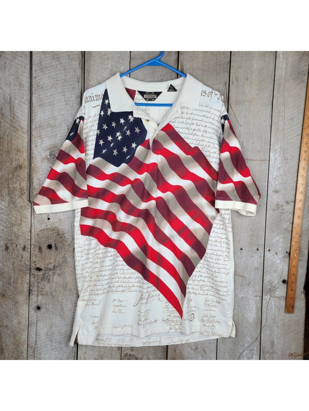 Guide Gear Polo Shirt L USA Flag Constitution Patriotic July 4th Eagle Vintage